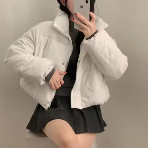 Korean Sle Quilted Cotton Jaet Women's ort Coat Light Corduroy Bread ape Winter Faion Versatile Sing