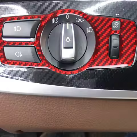Suitable for BMW 5 Series F10/F07/F01/F25/F26 carbon fiber red headlight switch frame interior modif