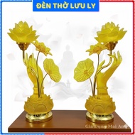 Lotus altar lamp, Buddha hand lamp, ancestral altar decoration, peaceful feng shui.