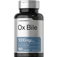 Horbäach Ox Bile Supplement | 1000mg | 100 Capsules | Digestive Enzymes Supplement | Non-GMO & Glute
