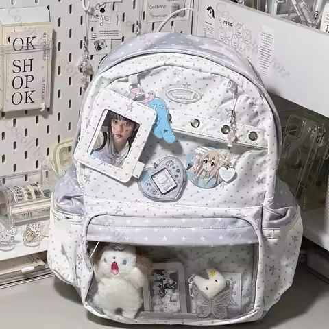 Kawaii Backpack Ita Bag Print School Bag for Girl Backpacks Woman Itabag with Transparent Pocket Wom