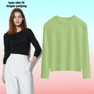 COD BAJU KAOS SLIM FIT LENGAN PANJANG T SHIRT SLIM FIT LONG SLEEVE BAJU KAOS WANITA LENGAN PANJANG