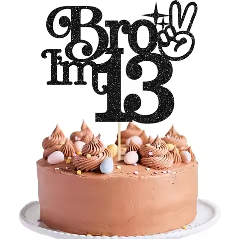 1Pc Brother I'm 13 Cake Topper Glitter Happy 13th Birthday Cake Pick Bro I'm 13 Cake Decoration It's