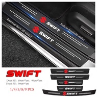 Suzuki Swift Car Door Sill Sticker Anti-Scratch Carbon Fiber leather Sticker Trunk Protector Sticker