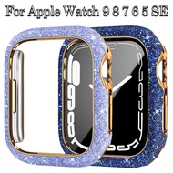 Diamond Case Bling Bumper Screen Protector Cover compatible for Apple Watch 45mm 41mm 44mm 40mm i Watch Series 9 8 7 4 5 6 Se