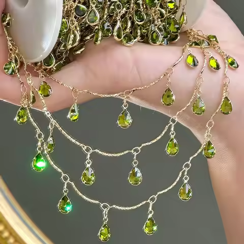 0.5/1/2m Exquisite Hanging Water Droplet Crystal Tassel Chain Zircon Handmade Chain DIY Bracelet Nec
