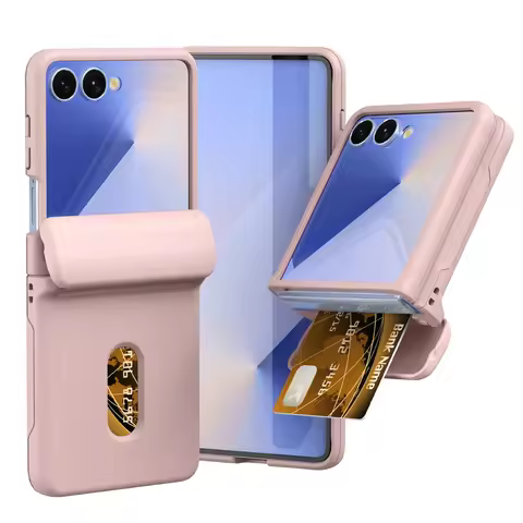 Card Holder Skin Feel Hard Shell Phone Case for Samsung Galaxy Z Flip8 7 6 5 Flip 5G Hinge Protectio