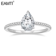 EAMTI 2CT 925 Sterling Silver Engagement Rings Pear Cut Cubic Zirconia CZ Wedding Promise Rings Stun