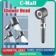 C-MALL 3 Modes Shower Head Shower Head Holder Adjustable One-key Stop Water Scalp Massage ECO Shower