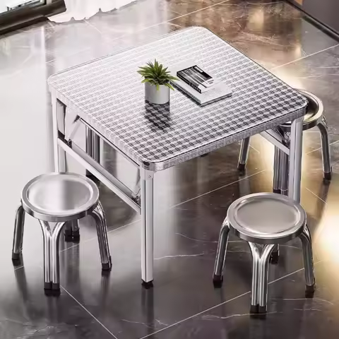 Stainless Steel Folding Table - No Assembly Camping Desk, Rustproof Outdoor Dining Table, Portable K