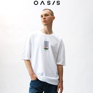 OASIS เสื้อยืด Oversize ผู้ชาย คอกลม เสื้อยืดผู้ชาย เสื้อโอเวอร์ไซส์ cotton100% รุ่น MTCO-1857 สีดำ  ขาว