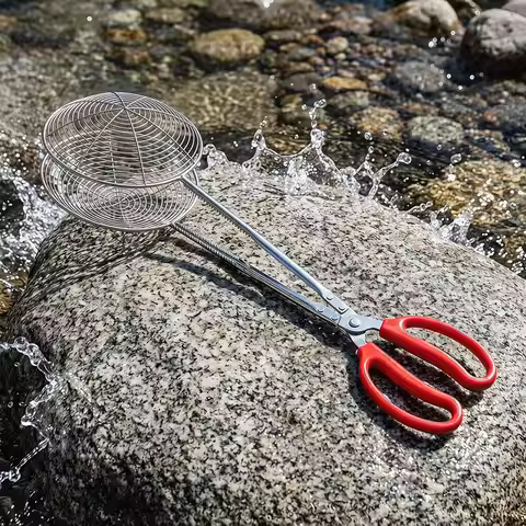 17Cm Net Cover Fishing Gripper Mesh Strainer Stainless Steel Aquatic Catching Tool Comfortable Grip 