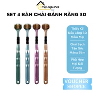 Combo of 4 3D Toothbrushes - Soft Bristle, Cleans the Root, Protects Gums