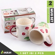 SERBU MURAH - SET 2 PCS - MUG MOTIF BATIK - Mug CANTIK  Mug Couple LOVE MAMA PAPA  - Mug Couple Mug 