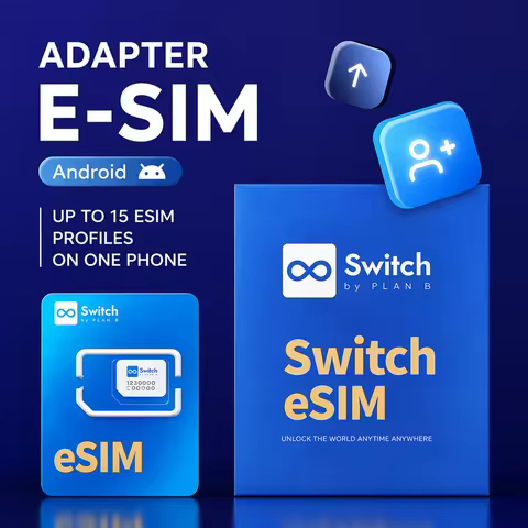 Switch by PlanB eSIM Adapter Card, Convert eSIM to Physical SIM for Non-eSIM Phones, Android App Man