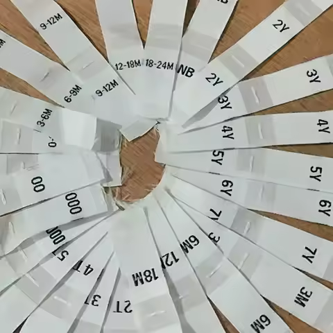50PCS White polyester cloth size label 2Y 3Y 4Y 5Y 6Y 7Y 0-3m 3-6m 6-9m 9-12m 12-18m 18-24m Garment 