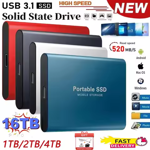 New Solid State Disk 1TB External Hard Drive 2TB High Speed Hard Disk 256TB USB3.1 Portable SSD 128T