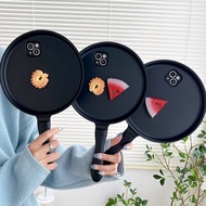 （Great. Cell phone case）Funny 3D Frying Pan Case For iPhone 13 12 Pro Max 11 Pro X XR XS MAX Pot DIY Fruit Cookie Stickers Back Phone Cover