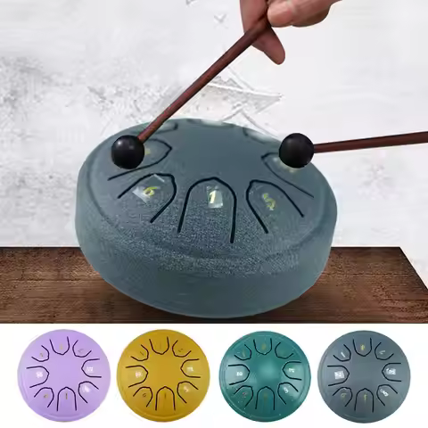 4.5 Inch 8 Tone Steel Tongue Drum Mini Hand Pan Drums Drumsticks Music Tambourine Drum With Accessor