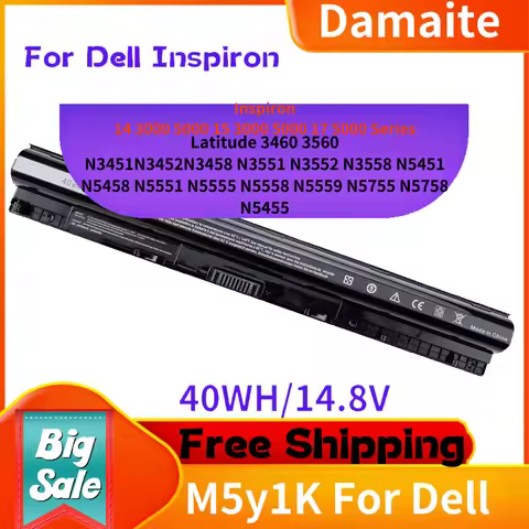 40WH M5Y1K 14.8V Laptop Battery for All Dell Inspiron 14 15 17 5000 3000 Series 5559 5558 i3558 3567