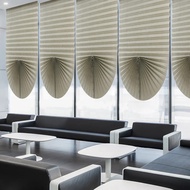 Pleated Window Shade Adhesive Blinds Light Blocking Fabric Shade Half Blackout for Window Door Zebra