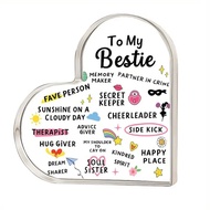 Bestie Heart-Shaped Friendship Keepsake Box - Clear Acrylic Gift with Colorful Best Friend Quotes & 
