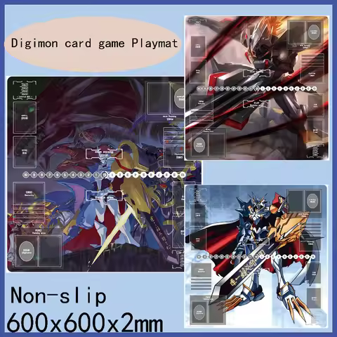 Digimon Omnimon Two-Player Battle Mat 600x600x2mm DIY Card Game Playmat Non-Slip Wear-Resistant Anim