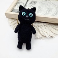 珮寧手作│站姿黑貓│羊毛氈.貓咪羊毛氈.鑰匙圈│鑰匙圈.吊飾│