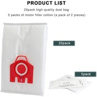 20Pack Replacement FJM 3D Efficiency Dust Bag For Miele S200,S300,S600,S4 S6 Compact C2 C1 Serie Can