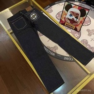 Fushen EVISU 2025 Spring Autumn New Style Men's Jeans Printed Casual Straight Narrow-leg Pants