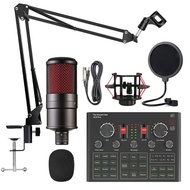☏K16 Condenser Microphone Set With V9X PRO Live Sound Card, Scissor Arm, Shock Mount And Cap For ❈☯