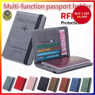 RFID-Protected Leather Passport Holder with Credit Card and Travel SIM Card Slots Penutup Pasport Ku
