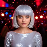 30 ซม.ฟอยล์ Tinsel Bobo วิกผมคอสเพลย์เครื่องแต่งกายฟอยล์วิกผมคอสเพลย์ไนท์คลับอุปกรณ์เสริม TF-Uni-TH