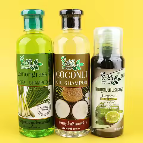 Thai Bio Way Lemongrass & Coconut Oil Shampoo with Bergamot, Herbal Formula for Scalp & Hair Care