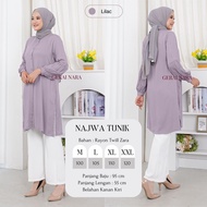 Baju Najwa Tunik Polos Tunik Rayon Twill Premium Lengan Balon