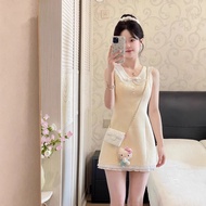 T TW French Temperamentfrench styleDoll Collar Sleeveless Dress Female Summer Narrow Waist Slimmer L