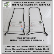 Toyota 1UZFE 2UZFE 3UZFE Valve Cover Gasket 2pcs/set - SANWA Japan OEM P/N 11213-50030 11214-50010 L