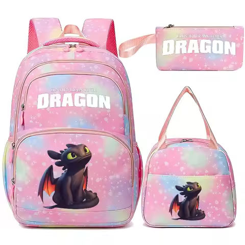 How to Train Your Dragon Backpacks 3pcs Women Men Backpack Pencil Case Teen Girl Boy Large Capacity 