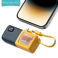 KUULAA 5000mAh 15W Original Powerbank Portable Mini Power Bank Built-in Cable Shake Led Display Powerbank For iPhone and Type-C Built in Cable Fast Charging for iPhone Android
