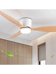 1 Pieza Ventilador De Techo Con Luz De Estilo Nórdico Simple Con Control Remoto Y Led Regulable Adecuado Para Sala De Estar, Dormitorio, Comedor Con Aspecto De Grano De Madera