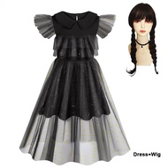 Kids Wednesday Addams Family Cosplay Costume Addams Vintage Gothic Outfits