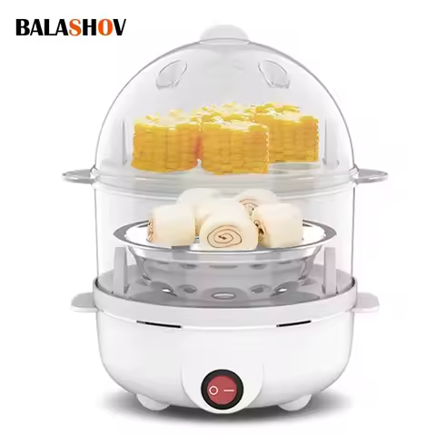 Automatic Electric Egg Streamer Multifunctional Electric Egg Boiler Double Layers Egg Cooker Mini Ki