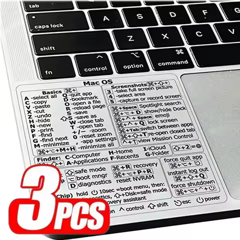 Shortcuts Sticker for Mac OS System 2024 New Shortcut Key Sticker for 13-16" MacBook Pro 13 /Air 13 