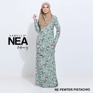 Ready Stock Sabella Nea Ne pewter Pistachio Ironless Moss Crepe Kurung