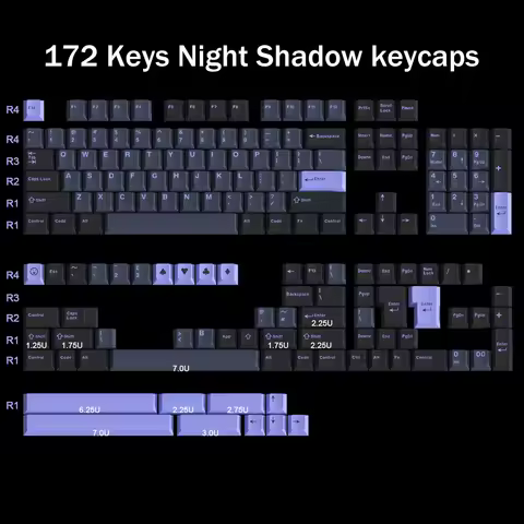 172Keys Double Shot Night Shadow Keycaps Cherry Profile ABS Nightshade Keycap For MX Switch Mechanic