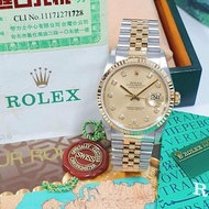 【大眾名錶】ROLEX勞力士 16233 Datejust 蠔式日誌 金色十鑽面盤 全配件 台灣AD 大眾名錶G026