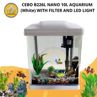 CEBO B226L NANO 10L AQUARIUM (WHITE) WITH FILTER AND LED LIGHT