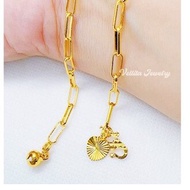 [VJ]Cop916 Anklet “Paper Clip” 999.9 Bangkok Gold Plated L:28cm - 29cm <Rantai Kaki>