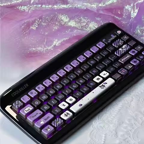 Four Sided Translucent Purple Cartoon Keycap PBT 121 Key OEM Keycap Compatible with MX Switch Mechan