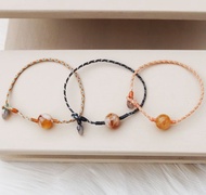 【水晶蠟繩系列】奶蓋黃水晶x煙紫瑪瑙x極細蠟繩手鍊